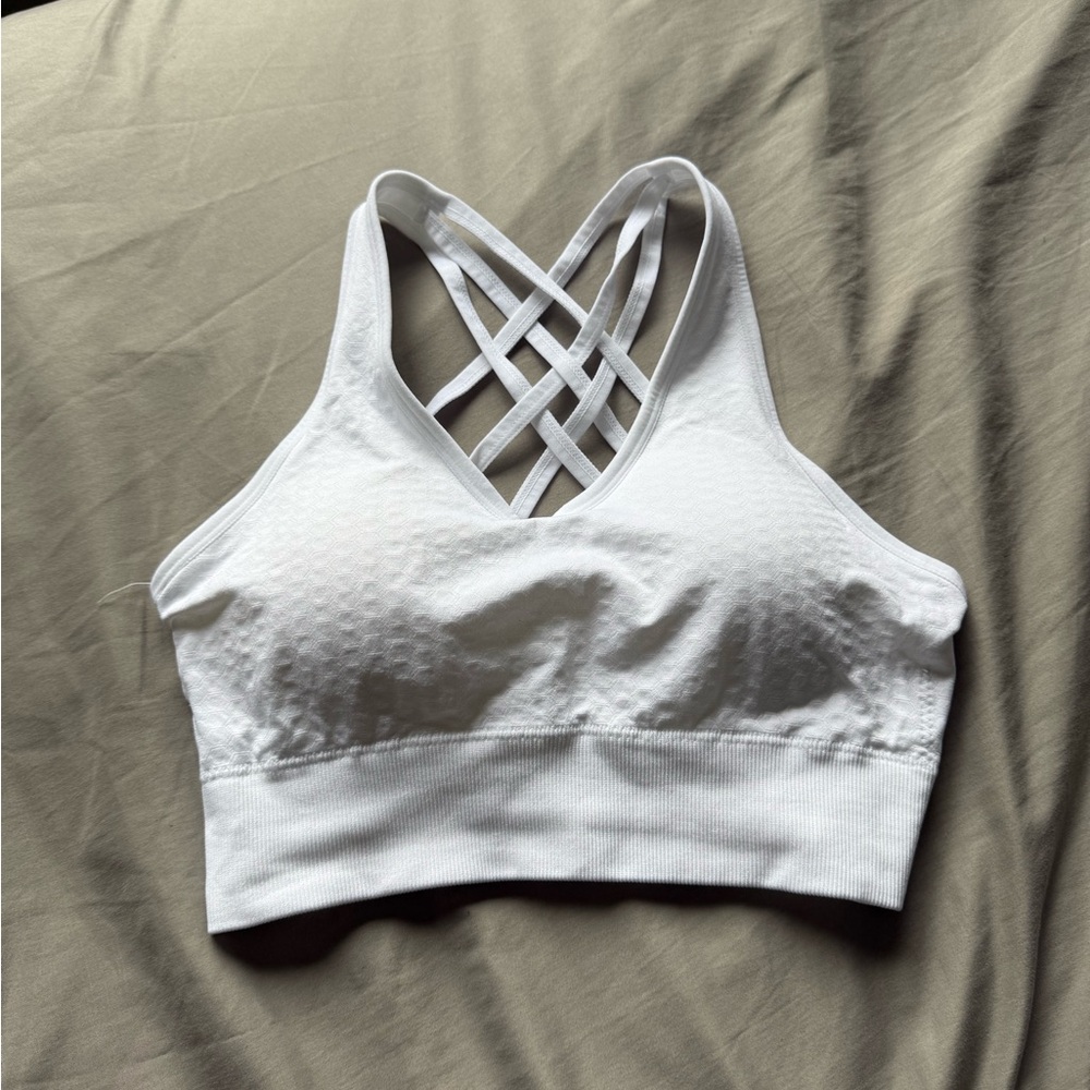 H&M White Crisscross Sports Bra